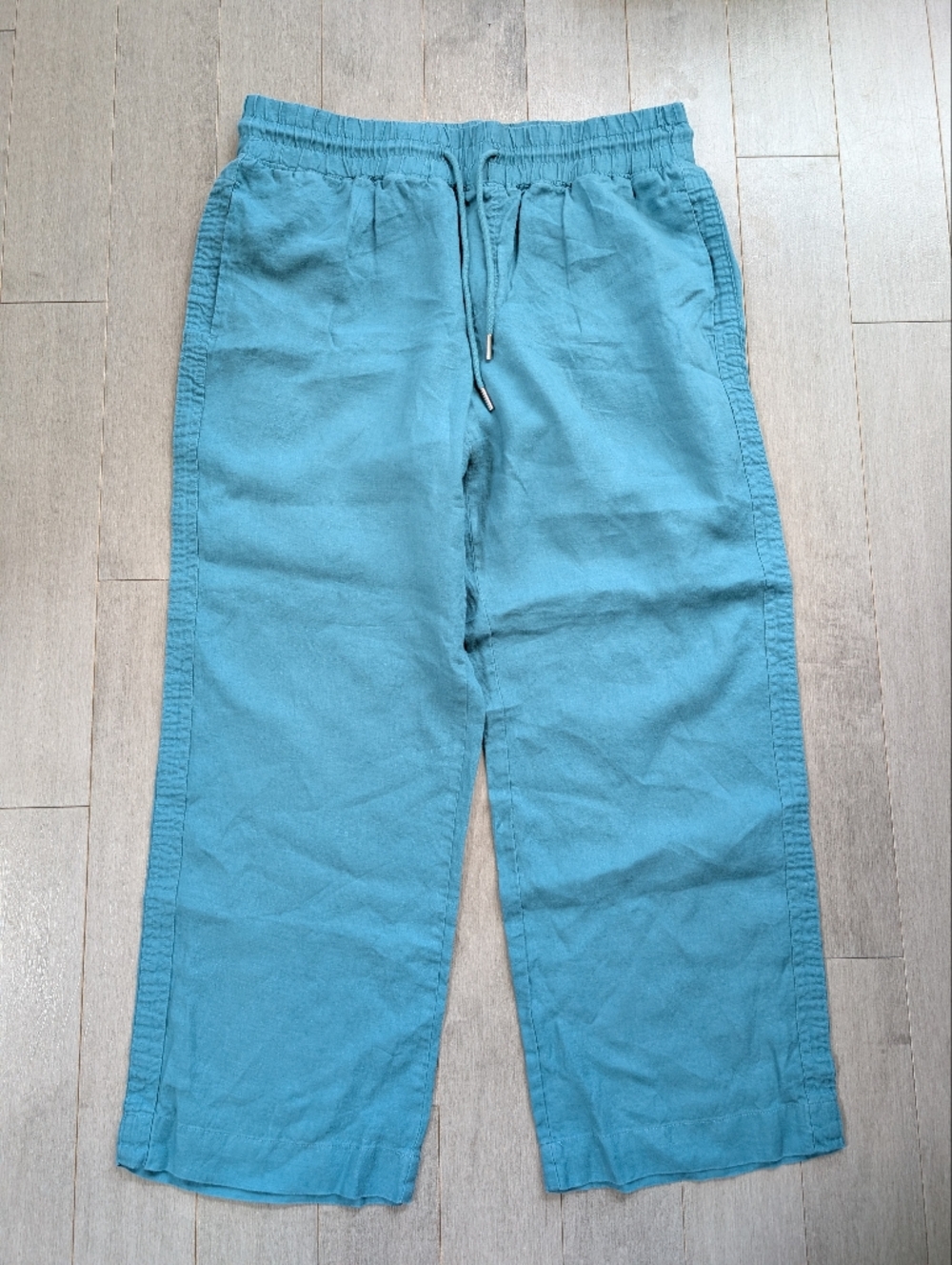 Quince Teal Wide Leg Linen Pants Size XL